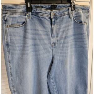 Talbots Stovepipe Distressed Jeans Whitewashed Plus 22W FRAYED 5 Pocket Zip